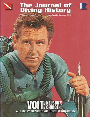 Aktor Lloyd Bridges dalam Sea Hunt tampil di sampul buku The Journal of Diving History karya Leaney.