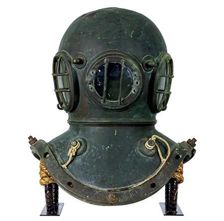 This antique dive helmet sold for $54,000 in Wichita, Kansas.