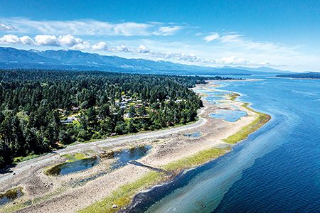 Aerial view of a rocky shoreline on Vancouver Island