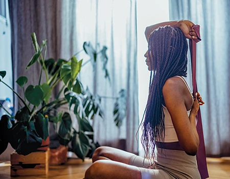 woman performing stretches