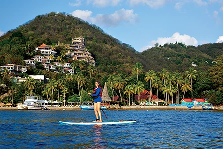 Paddleboarding just offshore of Anse Chastanet and Jade Mountain.
