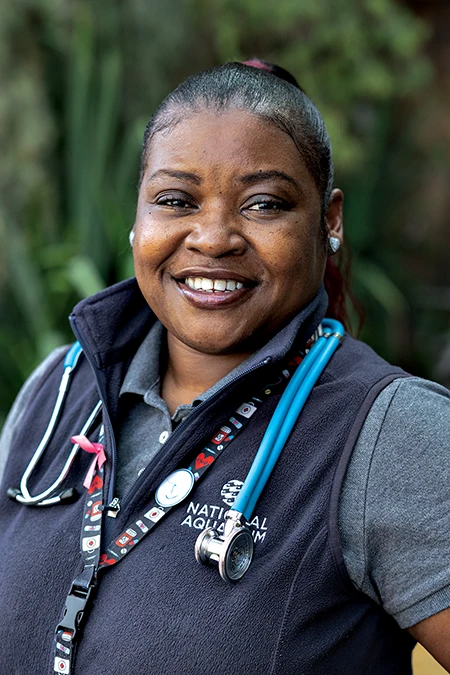 Close-up of Angel Britton, a security officer II at the National Aquarium.