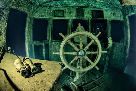 The pilot house of the Judge Hart.