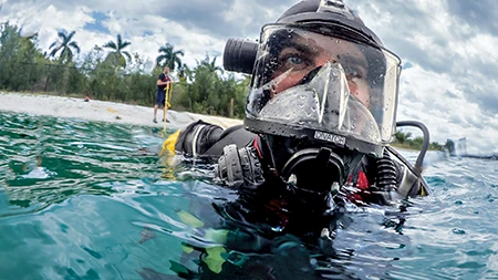 Scuba diver at the surface.