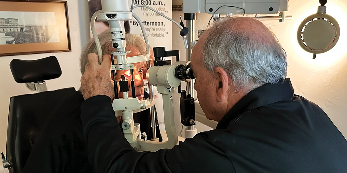 Stephen Frink at the eye doctor.