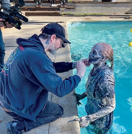 Ozzy Alvarez from Fractured FX checks Parkinson’s makeup.