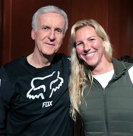 Director James Cameron greets Parkinson
