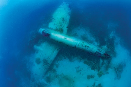 The wreck of a Japanese Mitsubishi G4M1 bomber