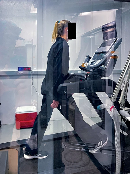 Woman on treadmill.