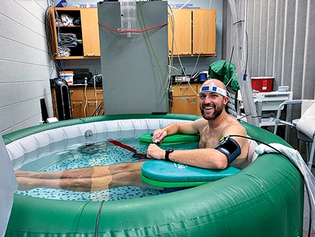 Schlader participates in a research study.